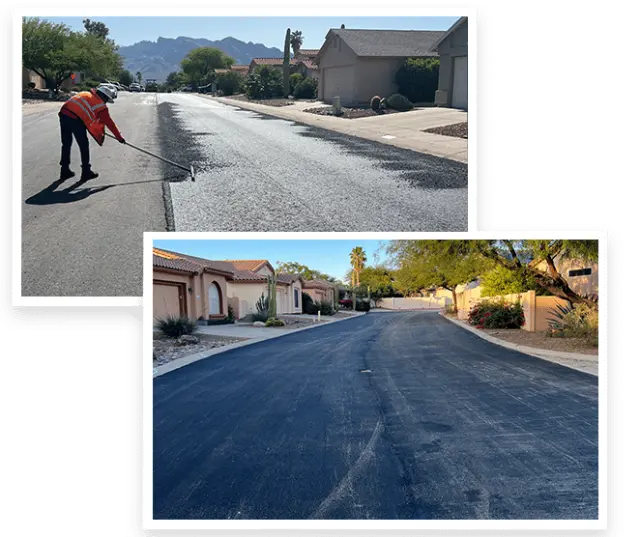 Photo of Tucson Asphalt Contractor employee working on road