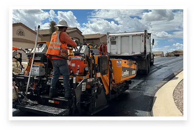 Photo of Tucson Asphalt Contractor team using patented Green Asphalt