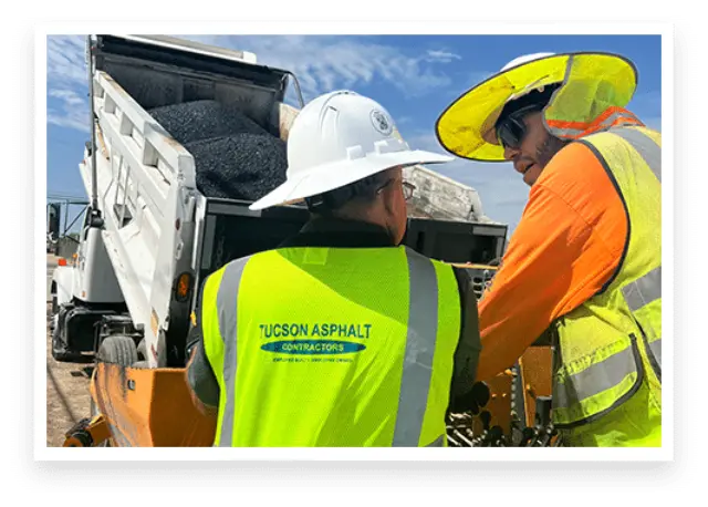 Photo of Tucson Asphalt Contractors employees working at Dove Mountain Center